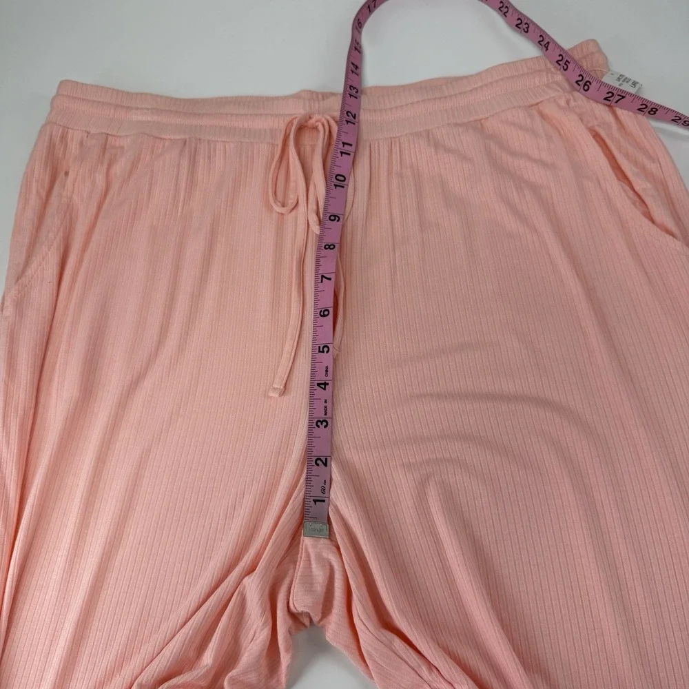 State of Day Pants Womens Large Orange Ribbed Pajamas PJS Drawstring Pockets NWT